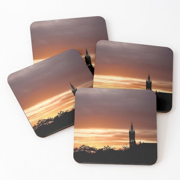 Artikelvorschau, Sonnenuntergang an der Universität Glasgow entworfen und verkauft von Simply The West Prints.