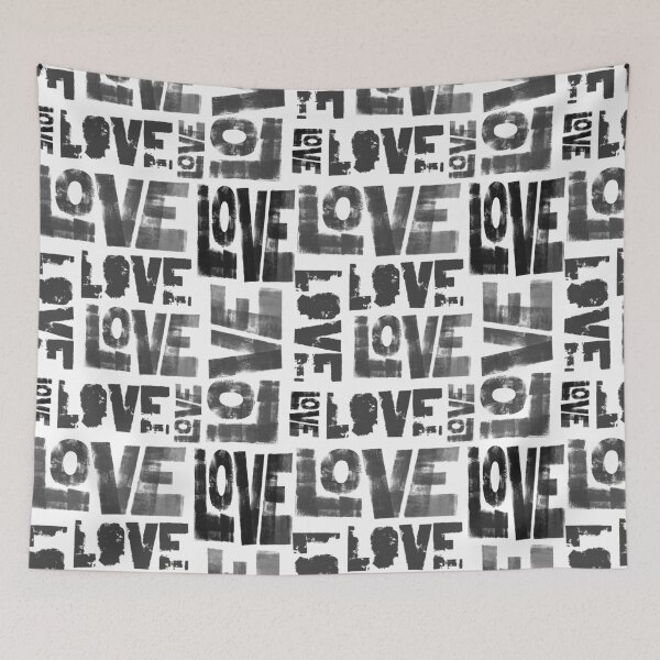 Item preview, Love Graffiti Pattern - Black and White - Love Typography designed and sold by DreamersPlan.