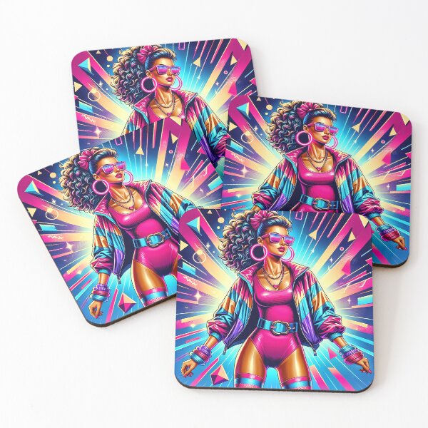 Item preview, Neon Nights Queen: fashionista del entrenamiento de los 80 con un trasfondo dinámico. designed and sold by M-ormin.