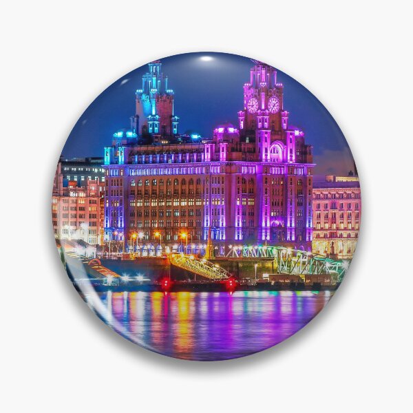 Item preview, Liverpool cityscape at night designed and sold by Pixancards.