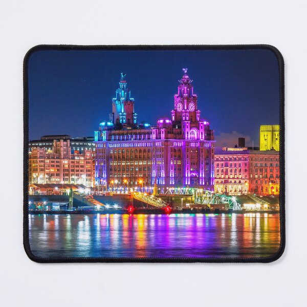Item preview, Liverpool cityscape at night designed and sold by Pixancards.