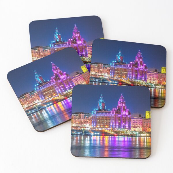 Item preview, Liverpool cityscape at night designed and sold by Pixancards.