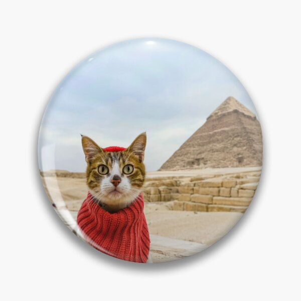 Item preview, Funny Cat Sticker at the Egyptian Pyramids - Pawsome & Purrfect designed and sold by CatMemesWorld.
