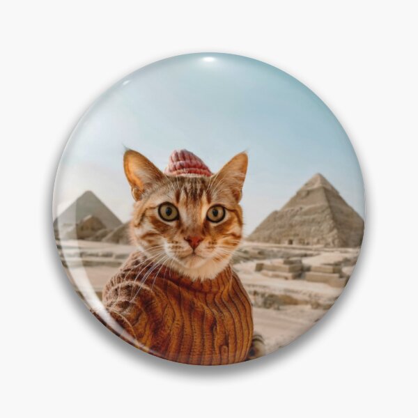 Item preview, Funny Cat Sticker at the Egyptian Pyramids - Pawsome & Purrfect designed and sold by CatMemesWorld.