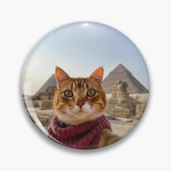 Item preview, Funny Cat Sticker at the Egyptian Pyramids - Pawsome & Purrfect designed and sold by CatMemesWorld.