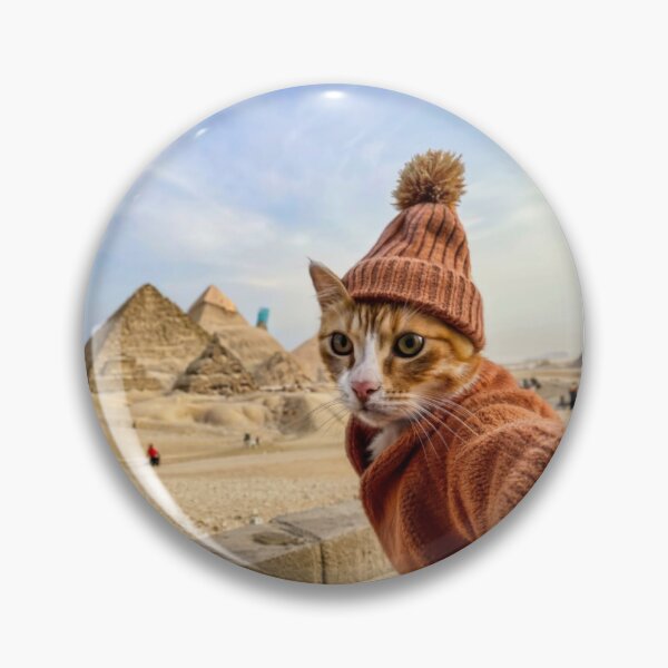 Item preview, Meowmumental Selfie: Hilarious Cat Captures the Pyramids of Giza designed and sold by CatMemesWorld.