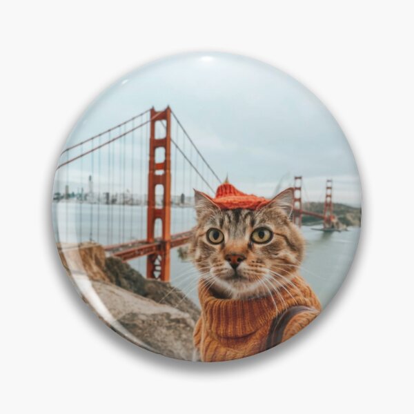 Item preview, Golden Gate Cat Selfie - Hilarious Feline Photography at San Francisco's Iconic Bridge designed and sold by CatMemesWorld.
