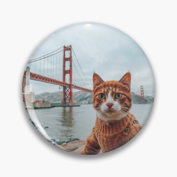 Item preview, Golden Gate Cat Selfie - Hilarious Feline Photography at San Francisco's Iconic Bridge designed and sold by CatMemesWorld.