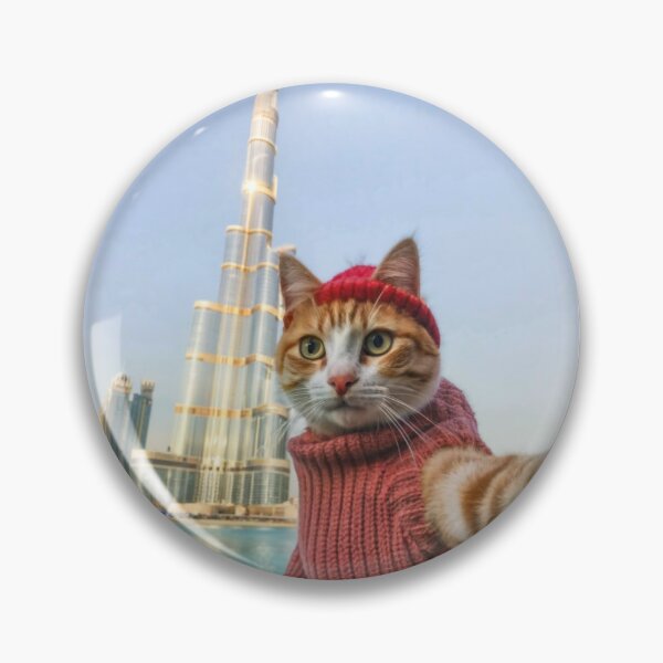 Item preview, Funny Cat Selfie at Burj Khalifa - Hilarious Feline Photo, Pet Humor, Dubai Skyscraper, Trending Kitty Self-Portrait designed and sold by CatMemesWorld.