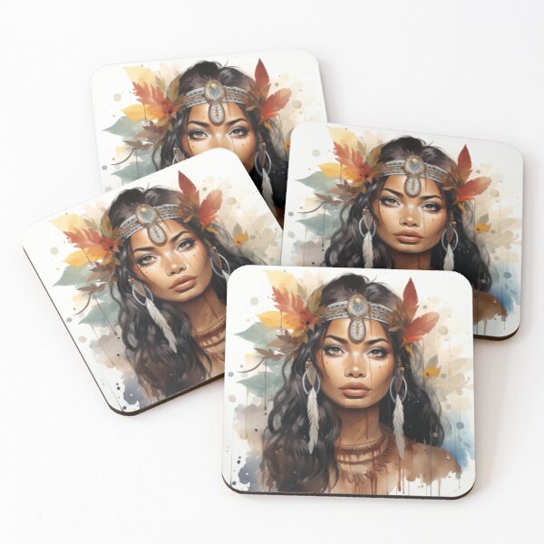 Item preview, Young Native American woman adorned with the symbols of her tribe designed and sold by cristina1001.