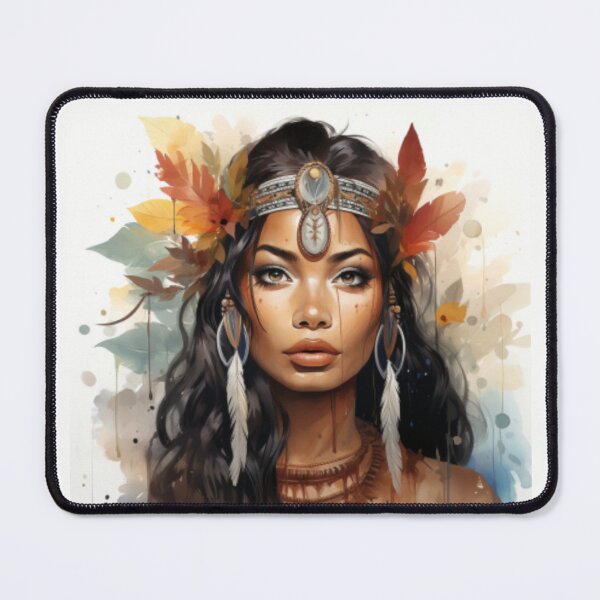 Item preview, Young Native American woman adorned with the symbols of her tribe designed and sold by cristina1001.