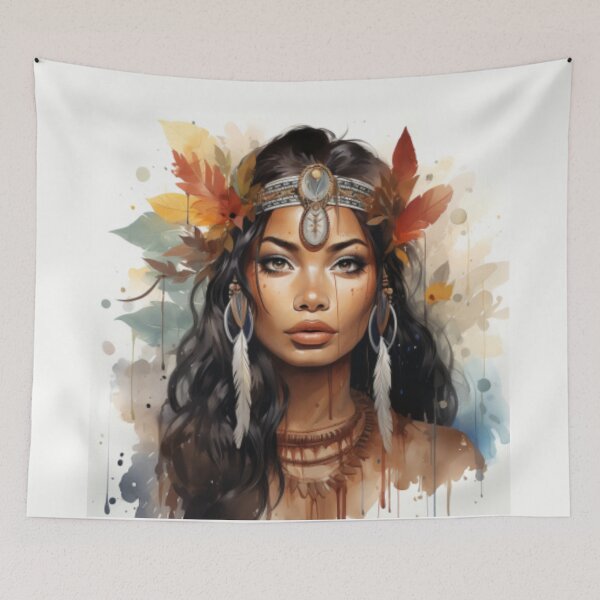 Item preview, Young Native American woman adorned with the symbols of her tribe designed and sold by cristina1001.