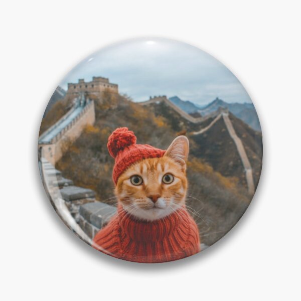Item preview, Whiskers in China: Hilarious Cat Selfie at the Great Wall designed and sold by CatMemesWorld.