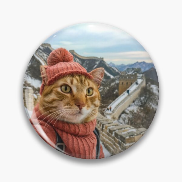 Item preview, Whiskers in China: Hilarious Cat Selfie at the Great Wall designed and sold by CatMemesWorld.