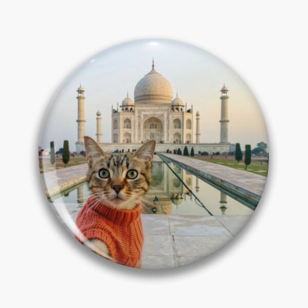 Item preview, Meow-numental Selfie: Funny Cat Captures the Purr-fect Moment at the Taj Mahal designed and sold by CatMemesWorld.
