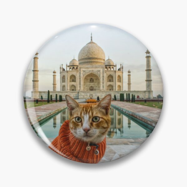 Item preview, Meow-numental Selfie: Funny Cat Captures the Purr-fect Moment at the Taj Mahal designed and sold by CatMemesWorld.