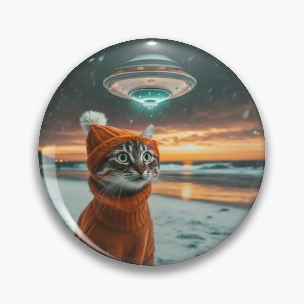 Item preview, Quirky Cat Selfie with Alien UFO designed and sold by CatMemesWorld.