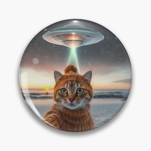 Item preview, Quirky Cat Selfie with Alien UFO designed and sold by CatMemesWorld.