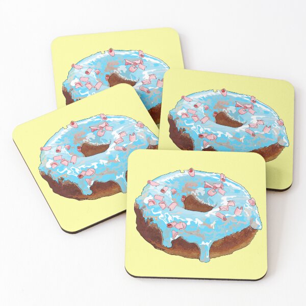 Item preview, Sky blue chocolate donut with pink chocolate shavings  designed and sold by m-yoga-store.