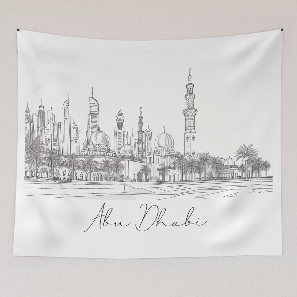 Item preview, Abu Dhabi Cityscape View Line art designed and sold by PrintsByVickson.