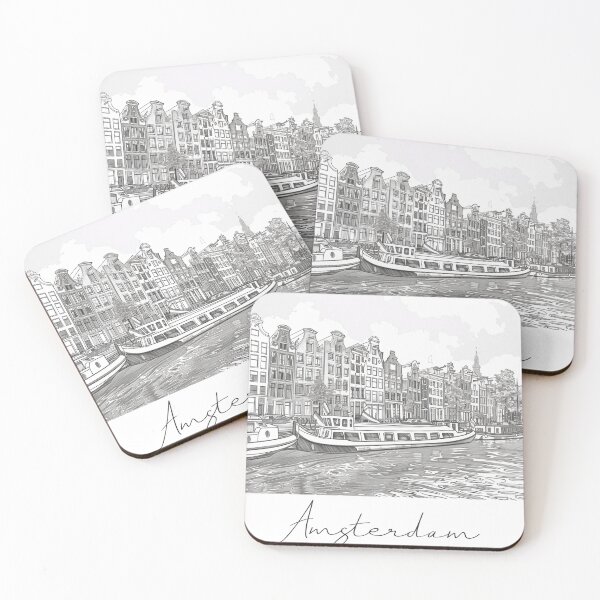 Item preview, Amsterdam Cityscape View Line art designed and sold by PrintsByVickson.