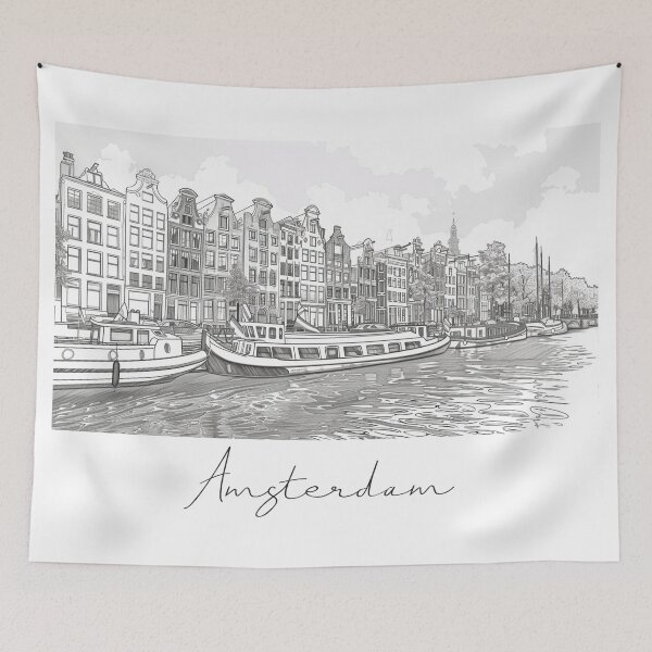 Item preview, Amsterdam Cityscape View Line art designed and sold by PrintsByVickson.