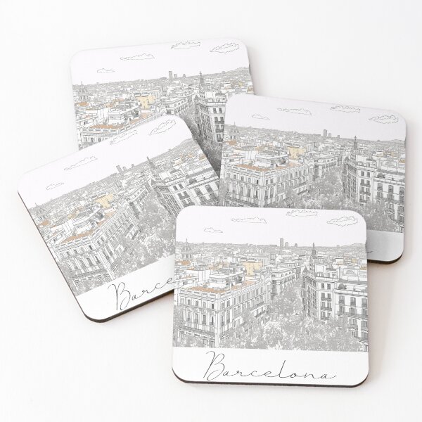 Item preview, Barcelona Cityscape View Line art designed and sold by PrintsByVickson.