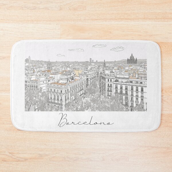 Aperçu de l'œuvre Dessin au trait avec vue sur le paysage urbain de Barcelone créée et vendue par PrintsByVickson.