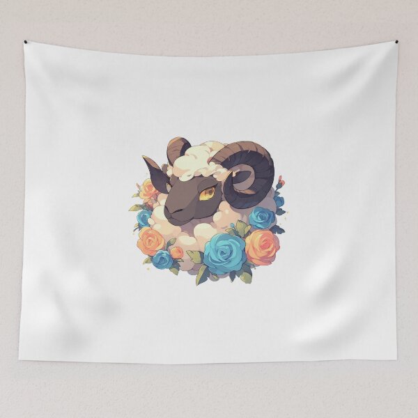Item preview, Cute ram // angry ram // flowers, flowers journaling , ram poster designed and sold by SMARTKIT  DESIGNAGENCY.