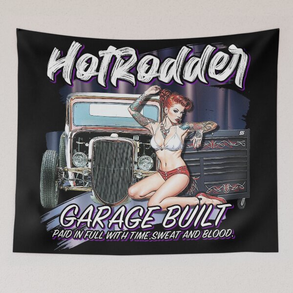 Item preview, Muscle Car Artwork Hot Rod Rockabilly Pin Up Tattoo Model Girl designed and sold by AGED Limited.
