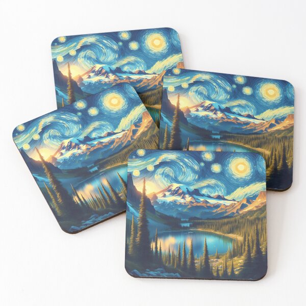 Item preview, Mount Reinier National Park, Washington, USA, design in the style of Vincent van Gogh Starry Night designed and sold by CreativeSparkzz.