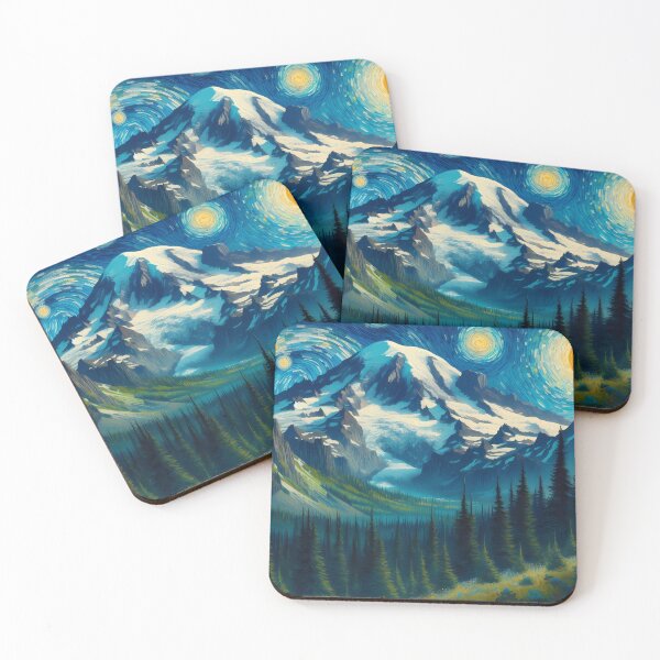 Item preview, Mount Reinier National Park, Washington, USA, design in the style of Vincent van Gogh Starry Night designed and sold by CreativeSparkzz.