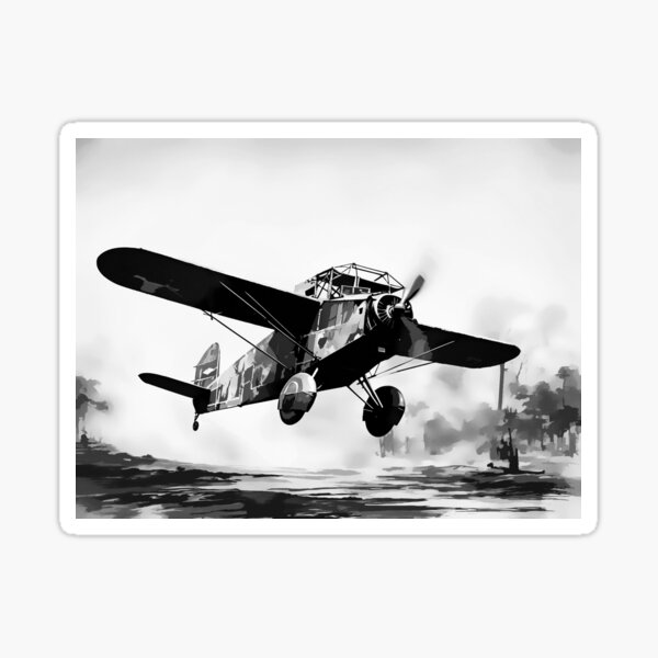 engraving vintage photo of airplane in the style of movement, airplane inspirations Sticker