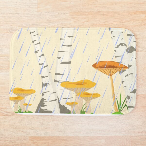Item preview, Nordic summer rain, birch trees, and chanterelles designed and sold by Nordic Heat Co..