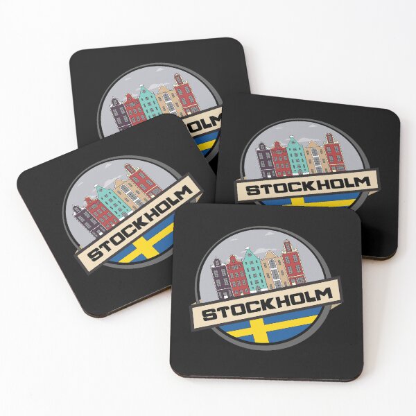 Item preview, Ciudad de estocolmo con bandera de suecia designed and sold by Donutlovers.