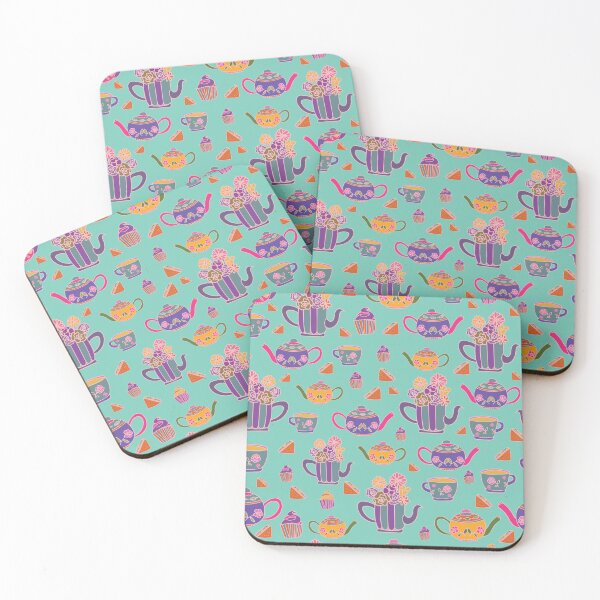 Item preview, vector blue background hand drawn garden tea party elements seamless pattern designed and sold by 137Lanternes.