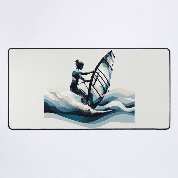 Item preview, Abstact Surfing Girl in Blue and Beige designed and sold by Gaborai.