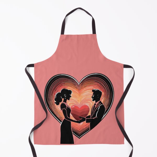 Item preview, woman presenting a giant heart to a man, woman pajama set designed and sold by Firas Aljazzar.