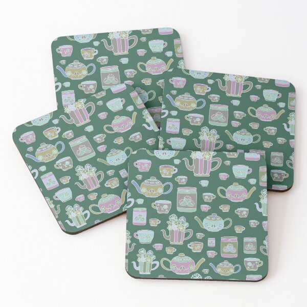 Item preview, vector greeb background hand drawn garden tea party elements seamless pattern designed and sold by 137Lanternes.