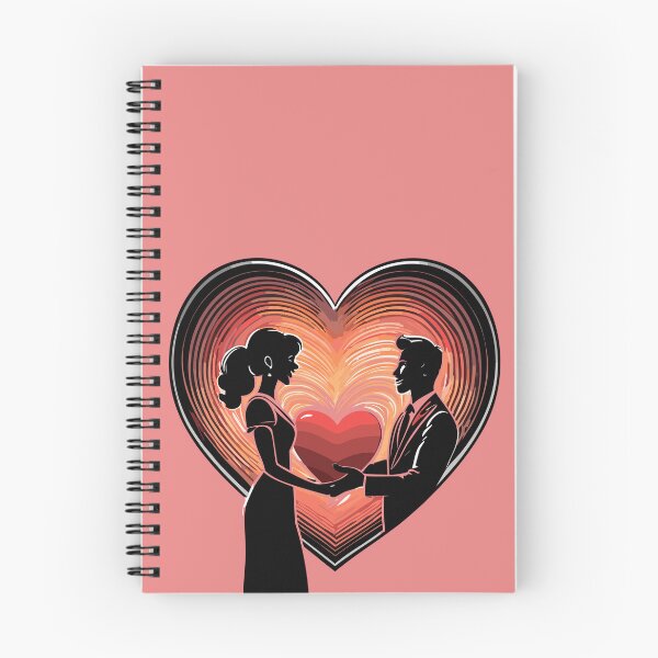 Item preview, woman presenting a giant heart to a man, woman pajama set designed and sold by Firas Aljazzar.