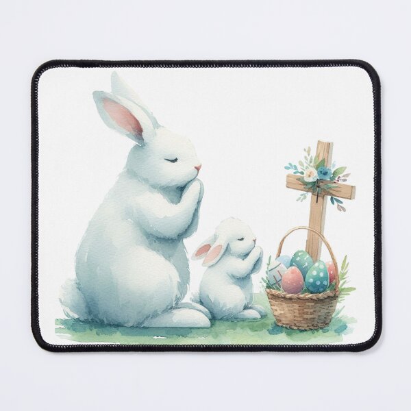 Item preview, Mother rabbit and a baby rabbit sitting on a green grassy field,  designed and sold by PaintMeWorld.