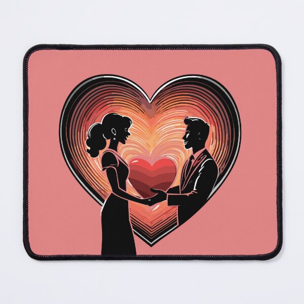 Item preview, woman presenting a giant heart to a man, woman pajama set designed and sold by Firas Aljazzar.