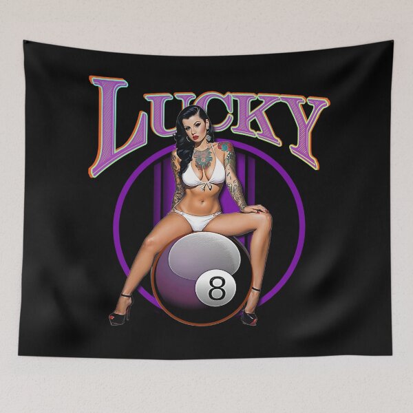 Item preview, Muscle Car Artwork Hot Rod Rockabilly Pin Up Tattoo Model Girl Lucky 8 Ball Girl designed and sold by AGED Limited.
