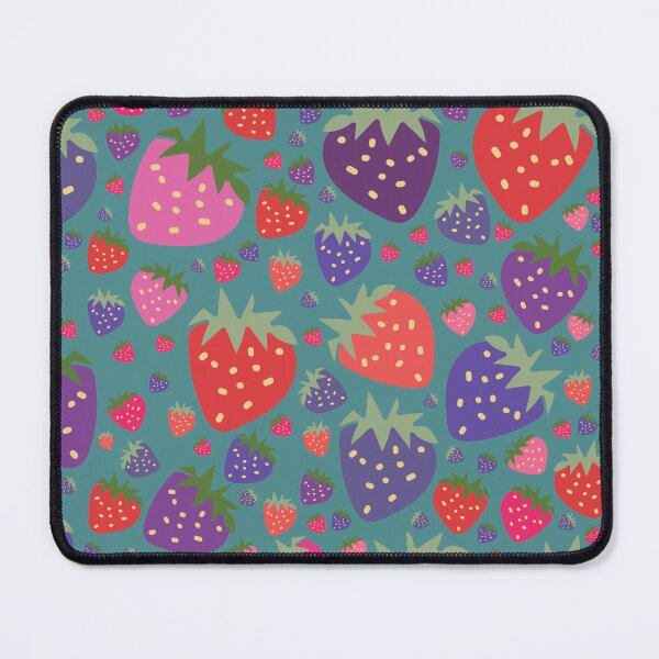 Item preview, vector teal background hand drawn strawberries seamless pattern designed and sold by 137Lanternes.
