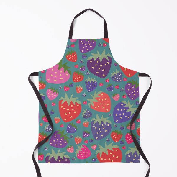 Item preview, vector teal background hand drawn strawberries seamless pattern designed and sold by 137Lanternes.