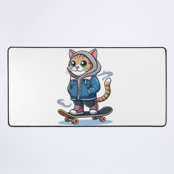 Item preview, cat wearing jacket riding skateboard designed and sold by MzulhilmiZam.