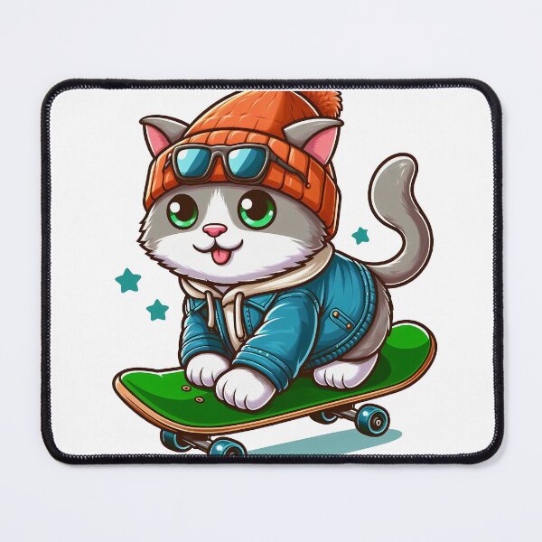 Item preview, cat wearing jacket riding skateboard designed and sold by MzulhilmiZam.