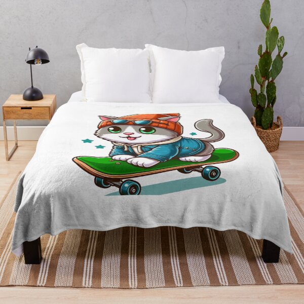Item preview, cat wearing jacket riding skateboard designed and sold by MzulhilmiZam.