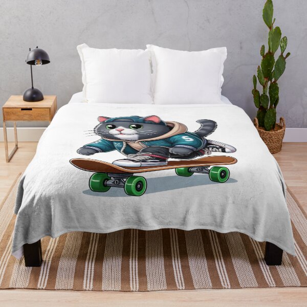 Item preview, cat wearing jacket riding skateboard designed and sold by MzulhilmiZam.