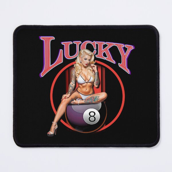 Item preview, Muscle Car Artwork Hot Rod Rockabilly Pin Up Tattoo Model Girl Lucky 8 Ball Girl designed and sold by AGED Limited.